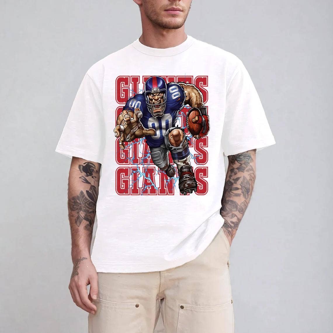 Intense New York Giants Football Mascot Tee Design For Fans