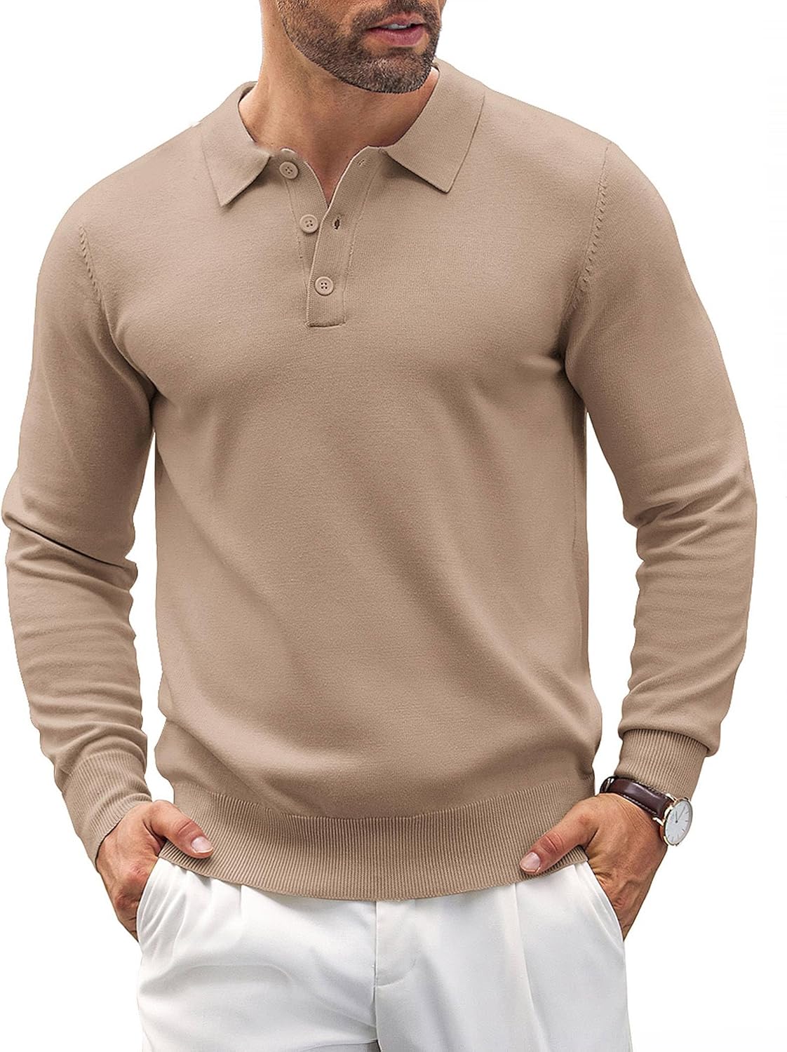 Mens Knit Polo Shirts Casual Long Sleeve Classic Polo Shirts Button Down Golf Shirts Unisex T-shirt, Sweatshirt, Hoodie, Long Sleeve Tee