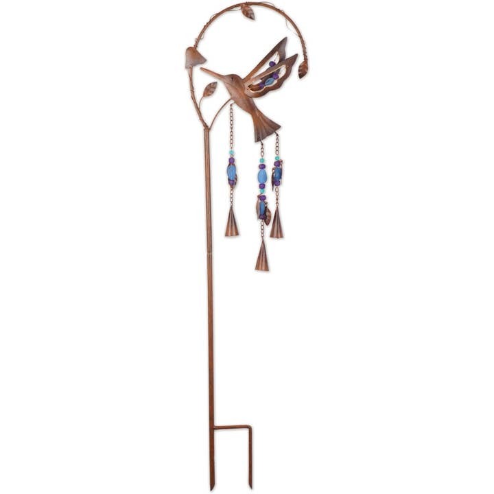 Hummingbird Copper and Glass Yard Stake