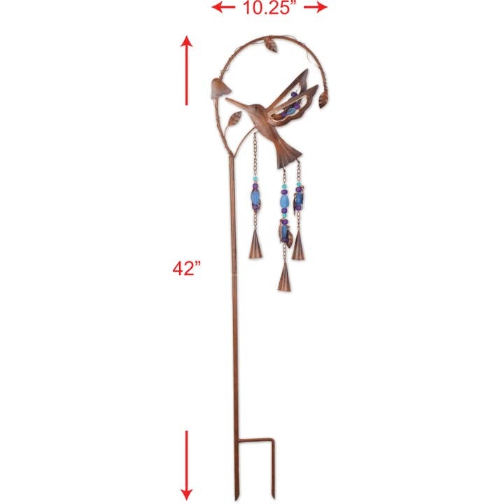 Hummingbird Copper and Glass Yard Stake