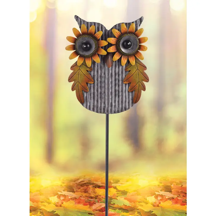 Owl Hand Painted Metal Yard Stake