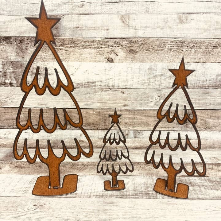 Tree #1 Set of 3 Rusty Metal Holiday Christmas Trees