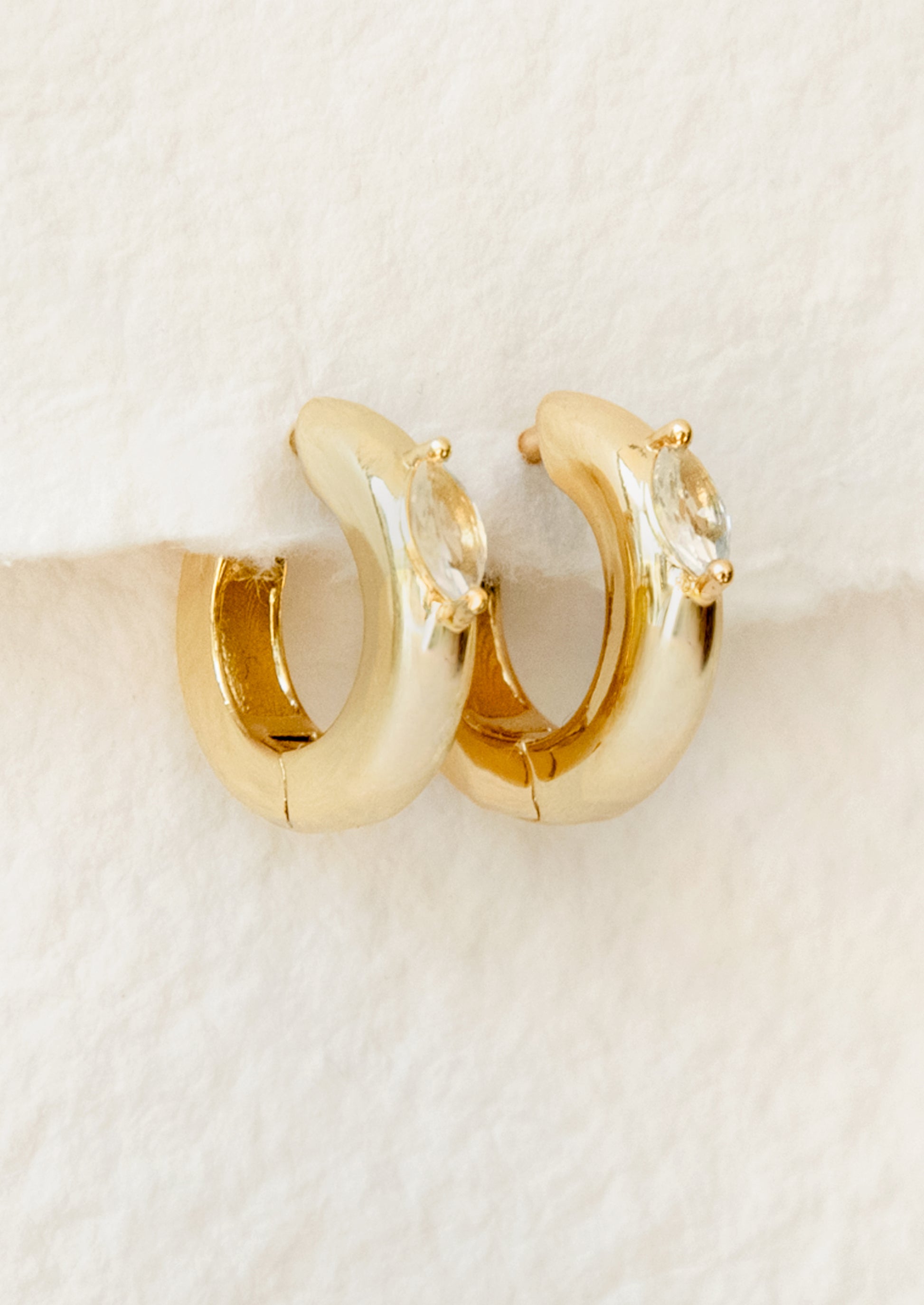 Crystal Baguette Huggie Hoops
