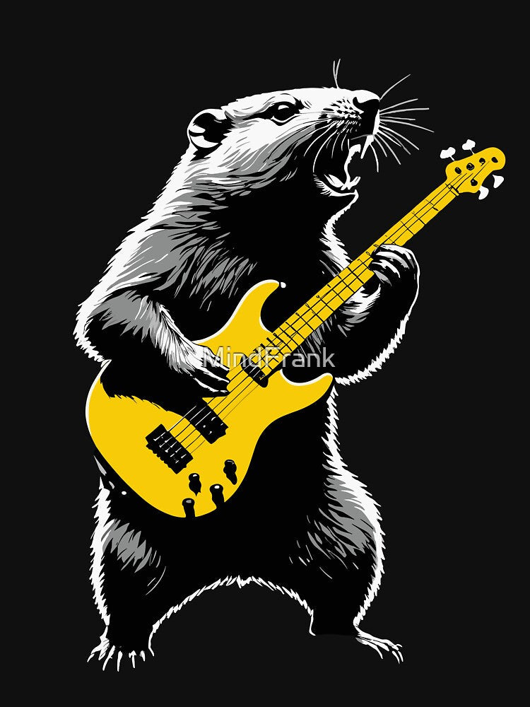 Groundhog playing golden guitar by MindFrank Unisex T-shirt, Sweatshirt, Hoodie, Long Sleeve Tee